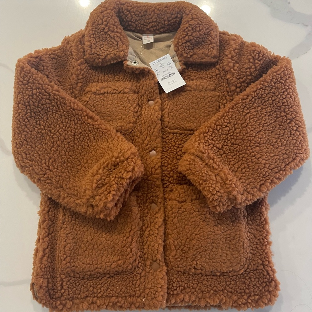 J Crew: NWT, shirt-jacket in sherpa in size XS (ages 4-5)